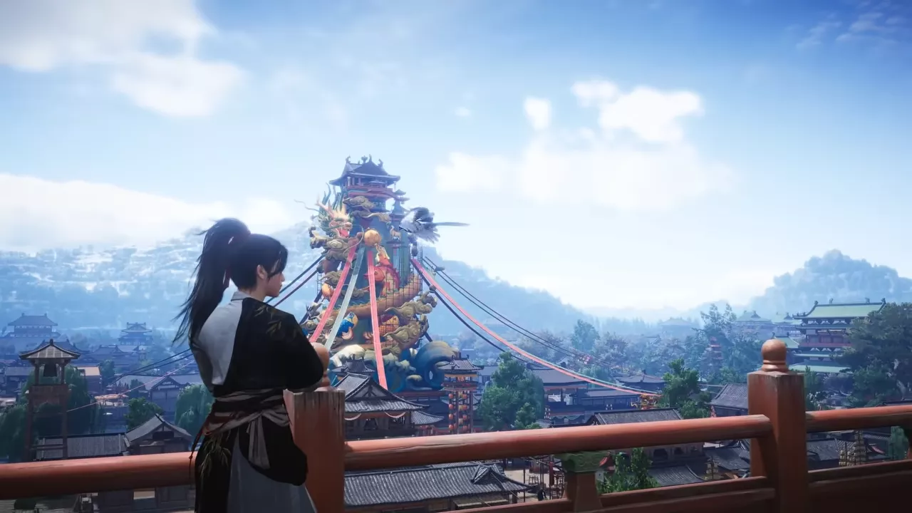 Wuxia cliff backdrop