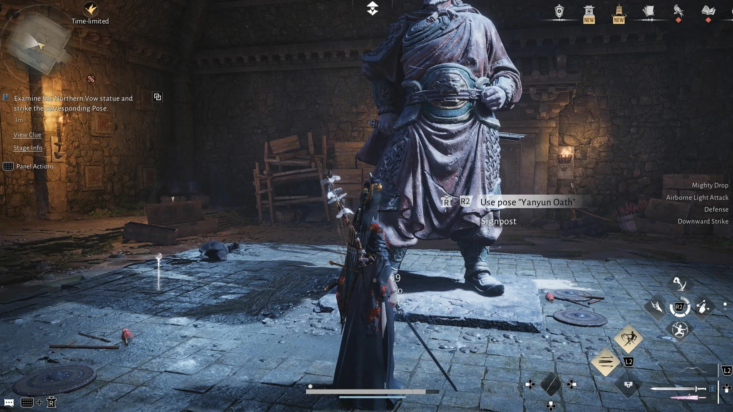 Using the Yanyun Oath pose to start the wall puzzle